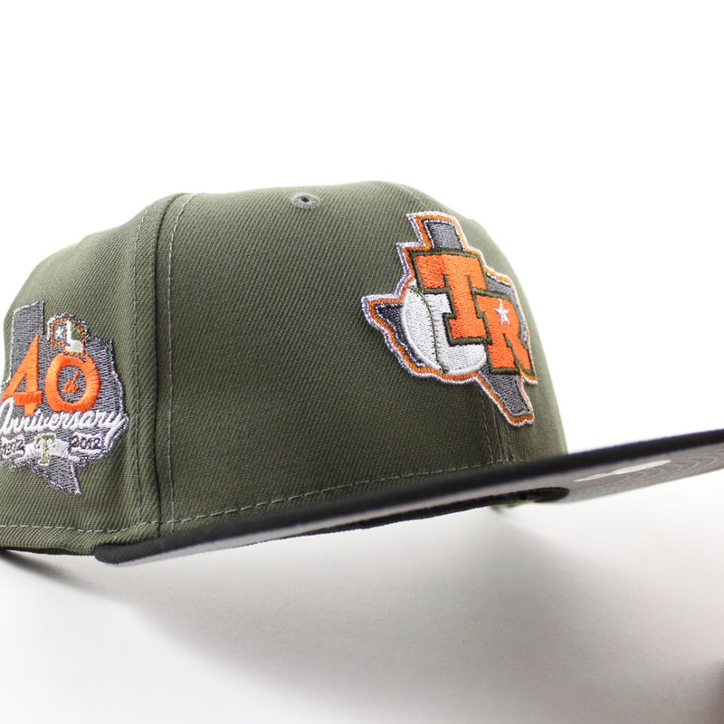 Texas Rangers 40th Anniversary New Era 59Fifty Fitted Hat (Olive Green Black Gray Under Brim) 7
