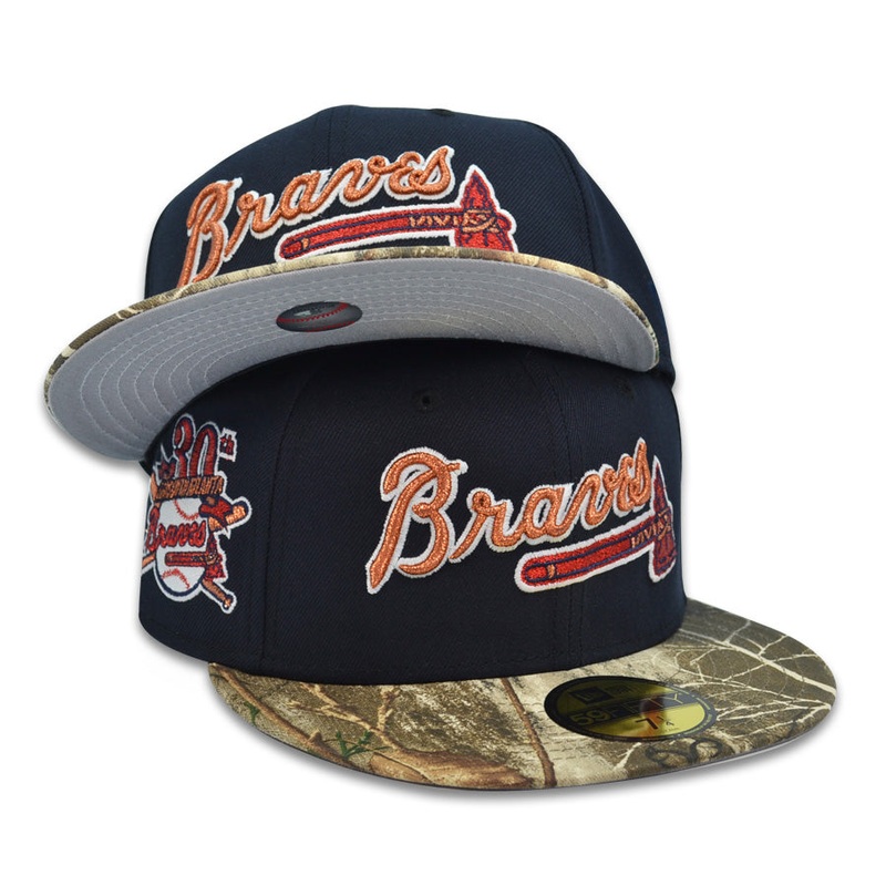 Atlanta Braves 30th ANNIVERSARY Exclusive New Era 59Fifty Fitted Hat – Navy/Real Tree 6 7/8