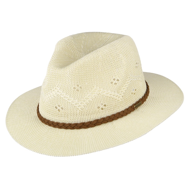 Barbour Hats Flowerdale Crochet Fedora Hat – Cream S