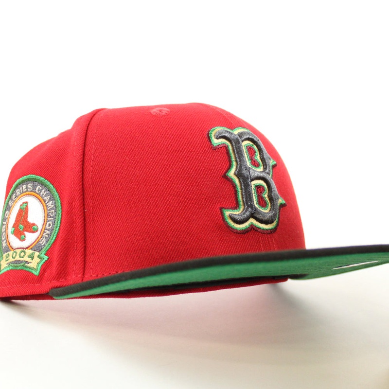 Boston Red Sox 2004 World Series Champion New Era 59Fifty Fitted Hat (Scarlet Red Black Green Under Brim) 7