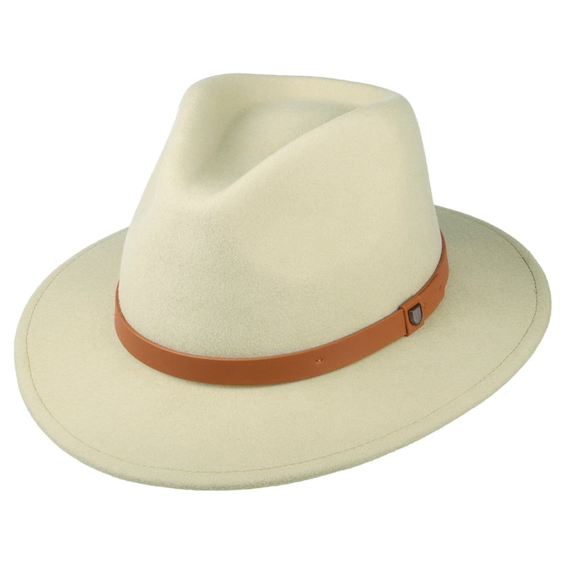 Brixton Hats Messer Wool Felt Fedora Hat – Light Sand Small-56cm