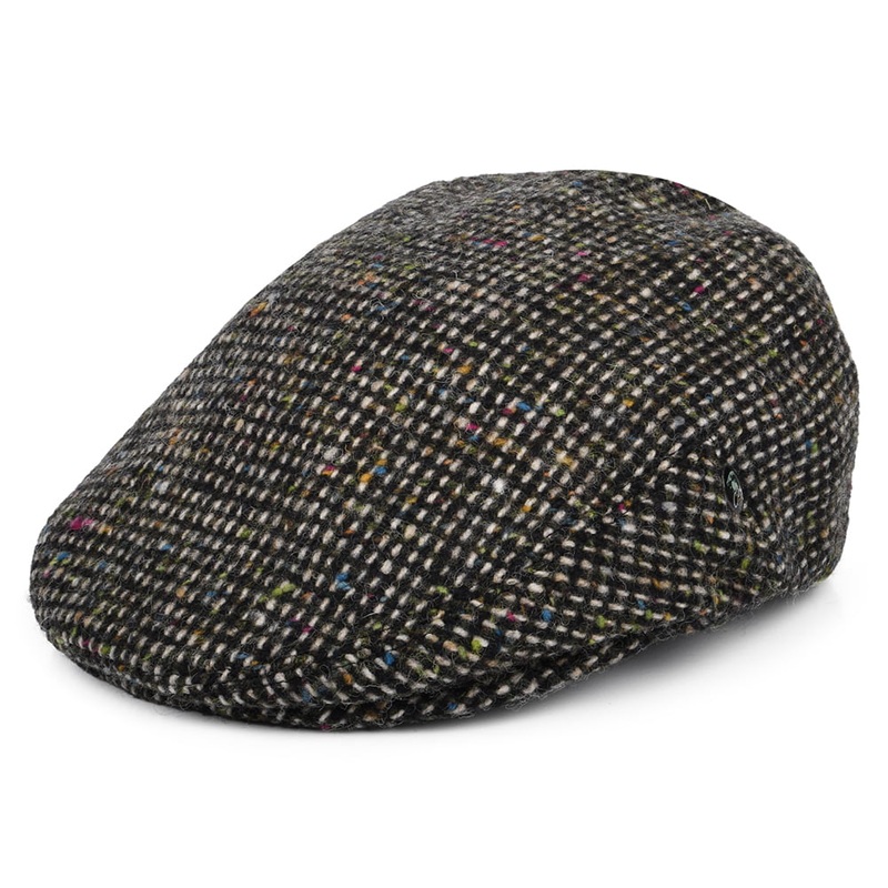 City Sport Donegal Tweed Speckled Flat Cap – Black-Tan-Multi 55
