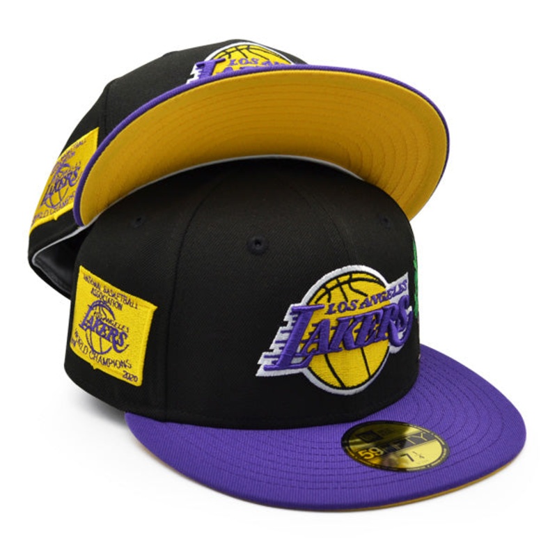 Los Angeles Lakers 2020 NBA WORLD CHAMPIONS Exclusive New Era 59Fifty Fitted Hat – Black/Purple/Yellow Bottom 6 7/8
