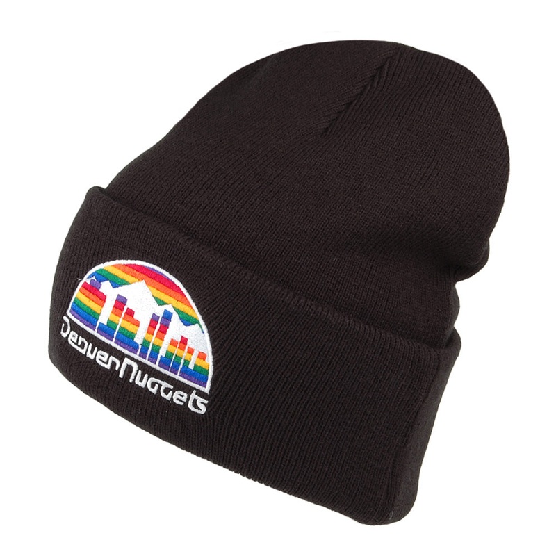 Mitchell & Ness Denver Nuggets Beanie Hat – NBA Team Logo Cuff Knit – Black 1-Size
