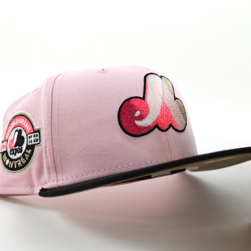 Montreal Expos CLUB DE BASEBALL MONTREAL New Era Fitted 59Fifty Hat (GITD Pink Black Khaki Under Brim) 7