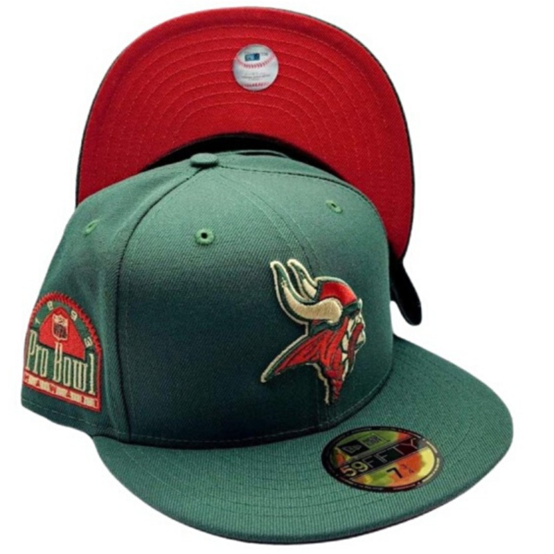 New Era Minnesota Vikings Green 1993 Pro Bowl Red Undervisor 59FIFTY Fitted Hat