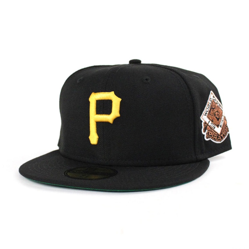 Pittsburgh Pirates 1960 World Series Champion Patch New Era 59Fifty Fitted Hat (Black Green Under Brim) 7