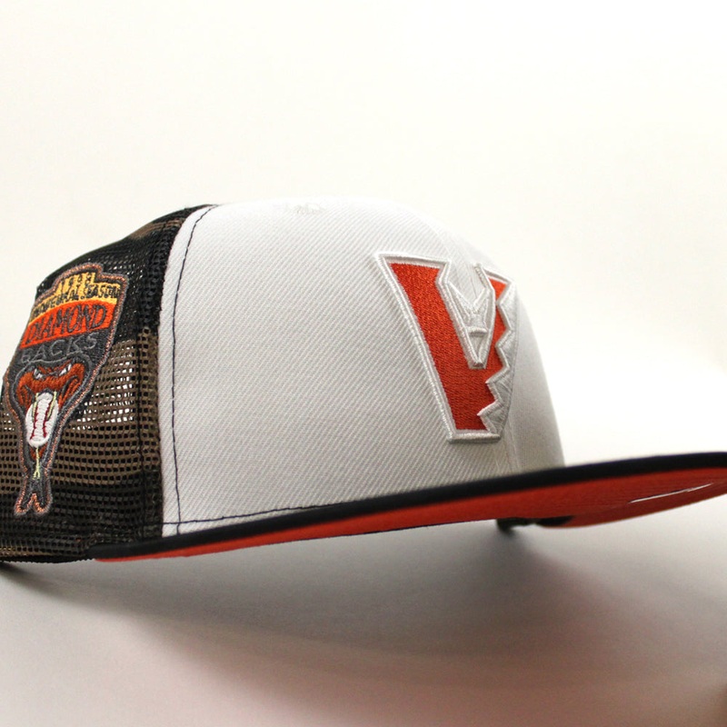 Arizona Diamondbacks 1998 Inaugural Season New Era 59Fifty Fitted Hat (White WoodLand Orange Under Brim) 6 7/8