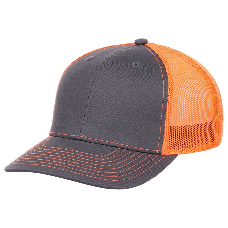 Crowns By Lids Slam Dunk Trucker Cap – Charcoal/Neon Orange Adjustable