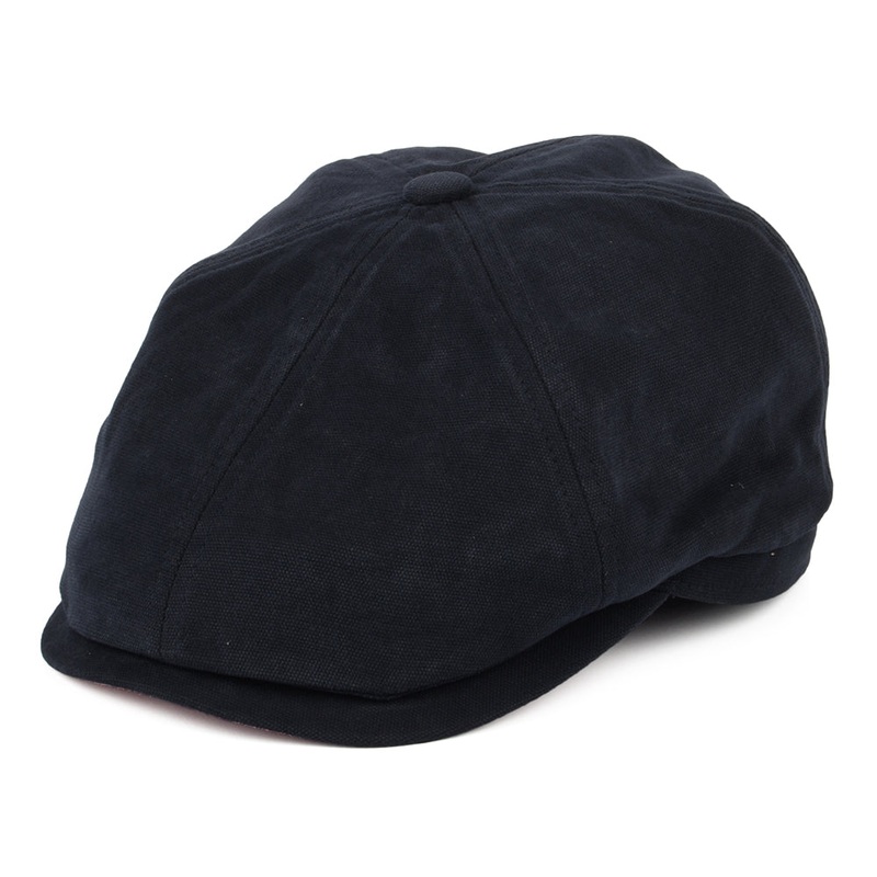 Failsworth Hats Hudson Cotton Canvas Newsboy Cap – Navy-Salmon 55