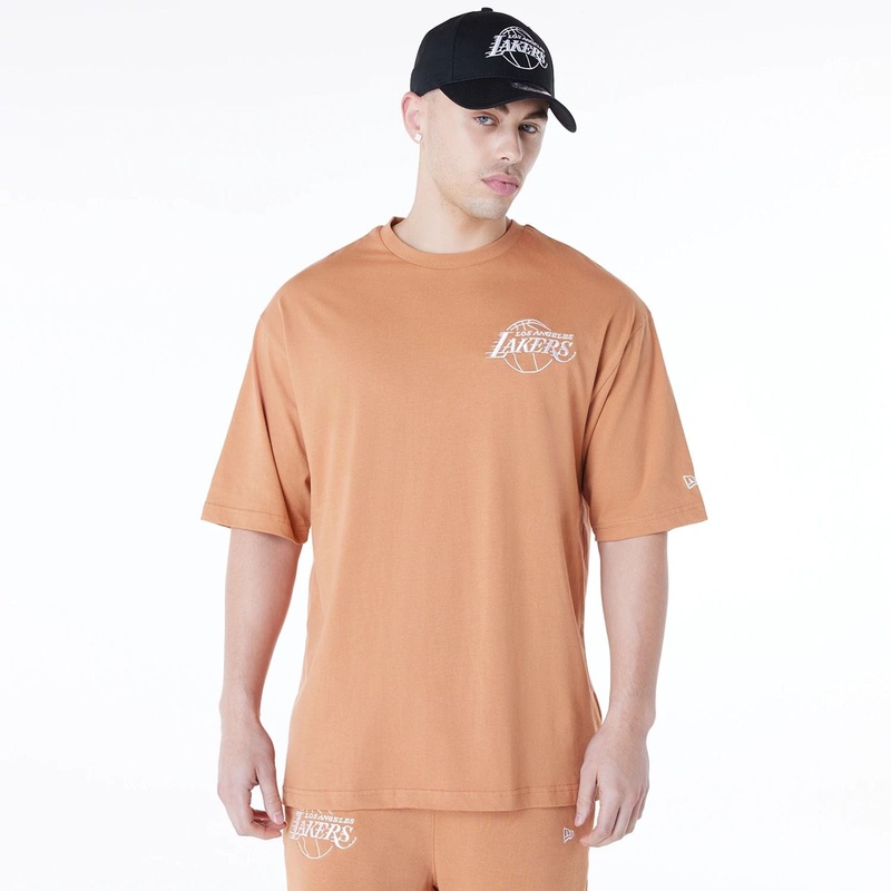 LA Lakers NBA League Essential Dark Beige Oversized T-Shirt XS