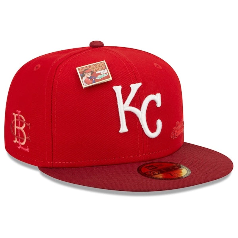 New Era MLB x Big League Chew  Kansas City Royals Slammin’ Strawberry Flavor Pack 59FIFTY Fitted Hat – Scarlet/Cardinal