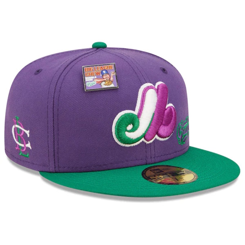 New Era MLB x Big League Chew  Montreal Expos Ground Ball Grape Flavor Pack 59FIFTY Fitted Hat – Purple/Green
