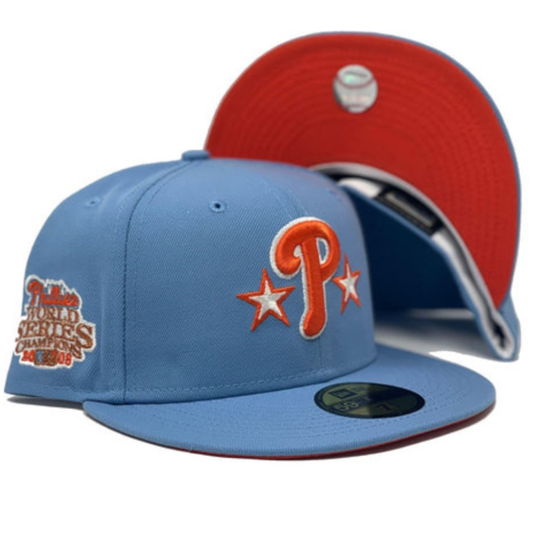 New Era Philadelphia Phillies 2009 World Series Sky Blue/Orange 59FIFTY Fitted Hat