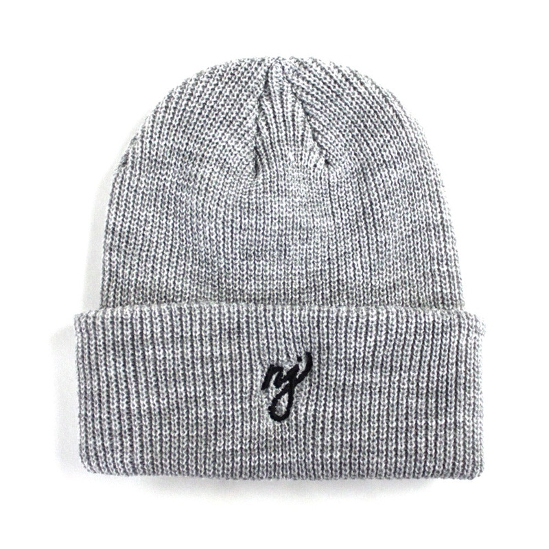 NJ Script Beanies (Gray Black Logo) One Size