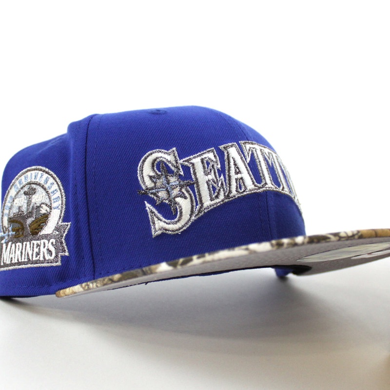 Seattle Mariners 30TH Anniversary New Era 59Fifty Fitted Hat (Majestic Blue RealTree Camo Gray Under Brim) 7