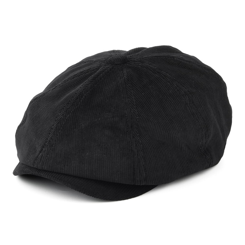 Brixton Hats Joe Strummer Corduroy Brood Newsboy Cap – Black Small-56cm