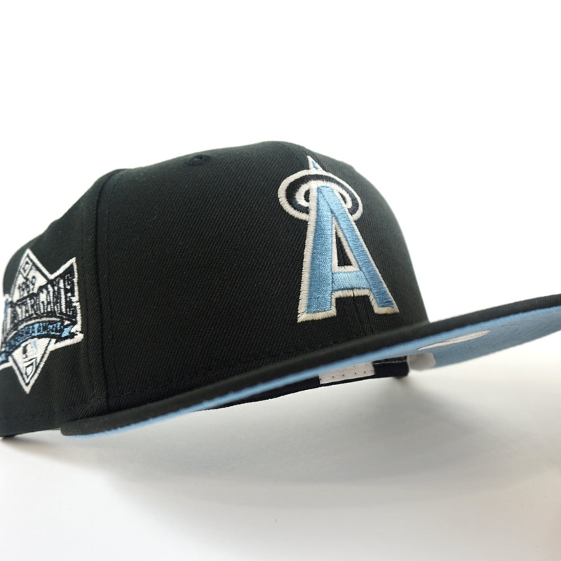 California Angels 1989 All-Star Game New Era 59Fifty Fitted Hat (GITD Black Sky Blue Under Brim) 7