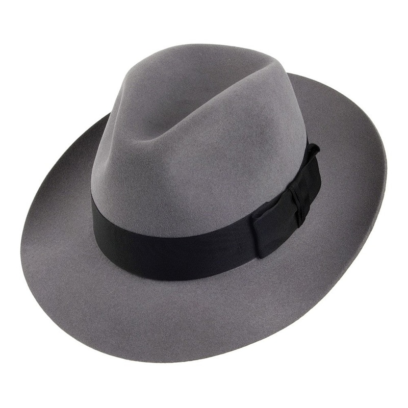 Christys Hats Knightsbridge Fur Felt Fedora Hat – Light Grey 55