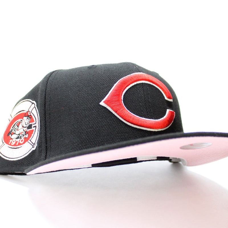 Cleveland Indians 1970 All-Star Game New Era 59Fifty Fitted Hat (Glow in the Dark Logo Black Pink Under Brim) 7