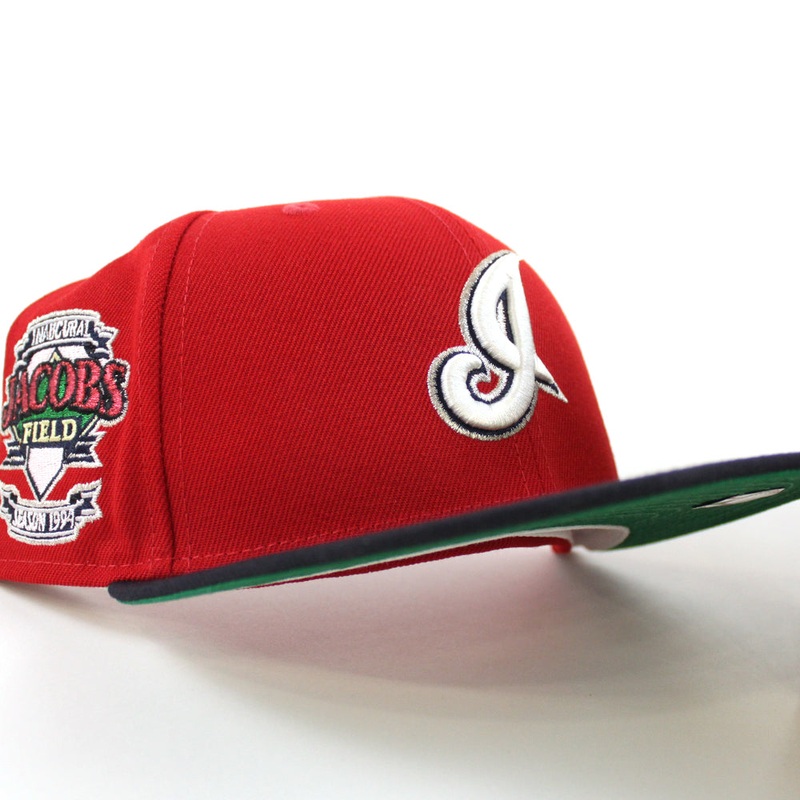 Cleveland Indians Jacobs Field New Era 59Fifty Fitted Hat (Scarlet Navy Green Under Brim) 7