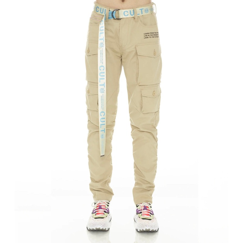 CULT OF INDIVIDUALITY “ROCKER” CARGO RIDGED /W BABY BLUE BELT IN KHAKI 30
