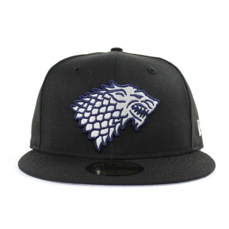 Game of Thrones House Stark of Winterfell Direwolf New Era 59Fifty Fitted Hat (Black Gray Under Brim) 7