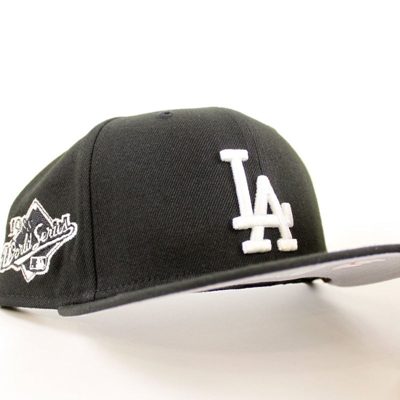 Los Angeles Dodgers World Series New Era 59Fifty Fitted hat (Black White Gray Under Brim) 7
