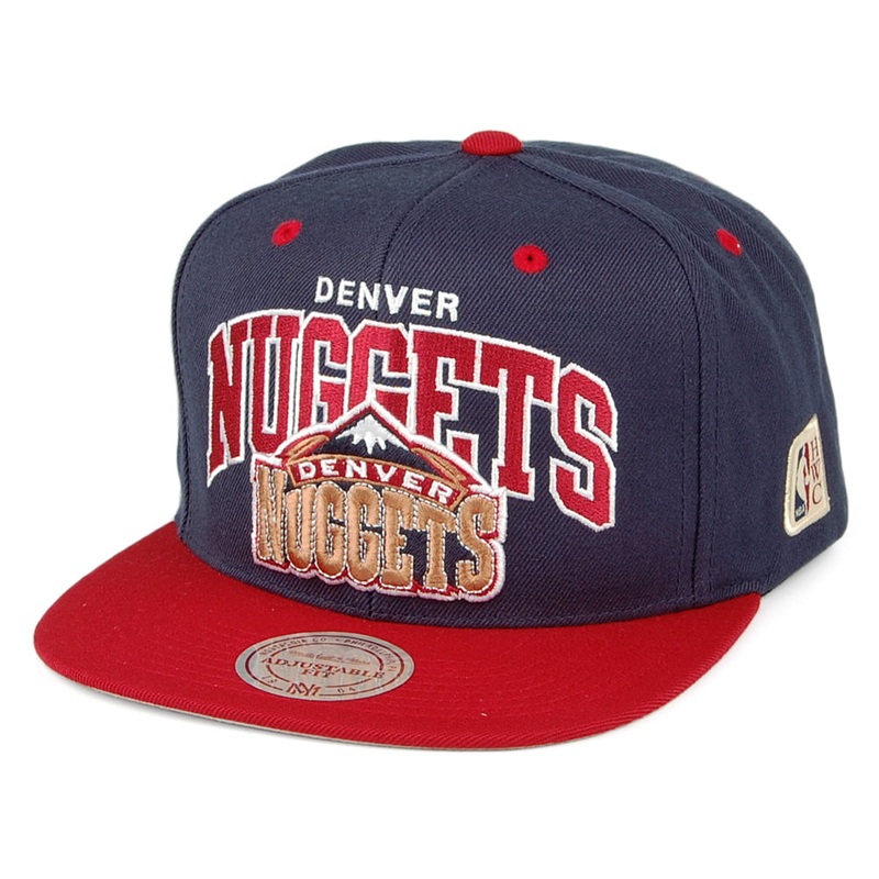 Mitchell & Ness Denver Nuggets Snapback Cap – NBA Arch 2 Tone – Navy-Burgundy Adjustable