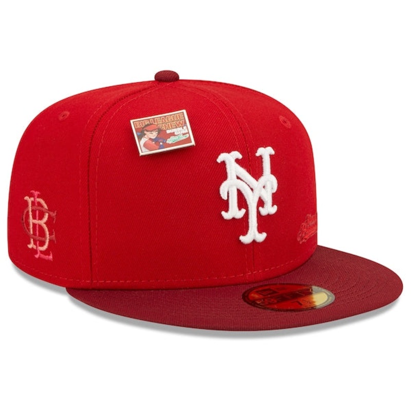 New Era MLB x Big League Chew  New York Mets Slammin’ Strawberry Flavor Pack 59FIFTY Fitted Hat – Scarlet/Cardinal