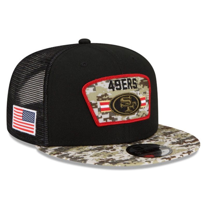 San Francisco 49ers NFL 2021 Salute to Service 9FIFTY Snapback Hat – Black/Camo