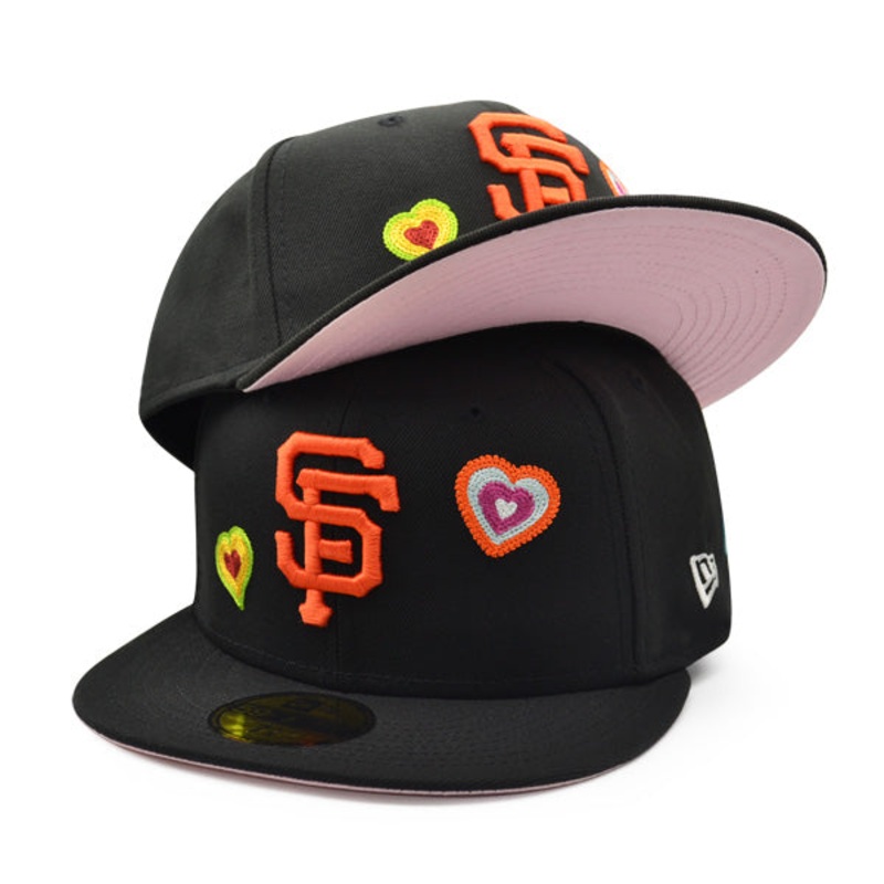 San Francisco Giants CHAINED HEARTS Exclusive New Era Fitted 59Fifty MLB Hat -Black/Pink 7