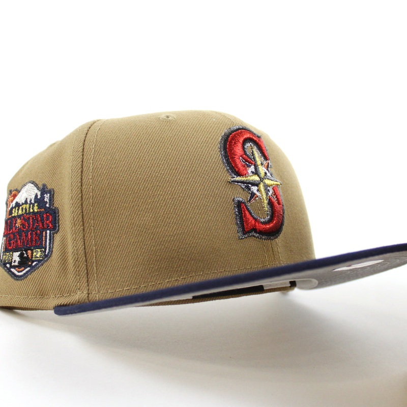 Seattle Mariners 2023 All Star Game New Era 59Fifty Fitted Hat (Khaki OceanSide Blue Gray Under Brim) 7
