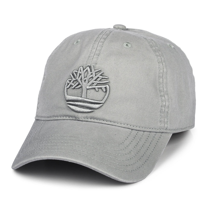 Timberland Hats Soundview Cotton Canvas Baseball Cap – Light Grey Adjustable