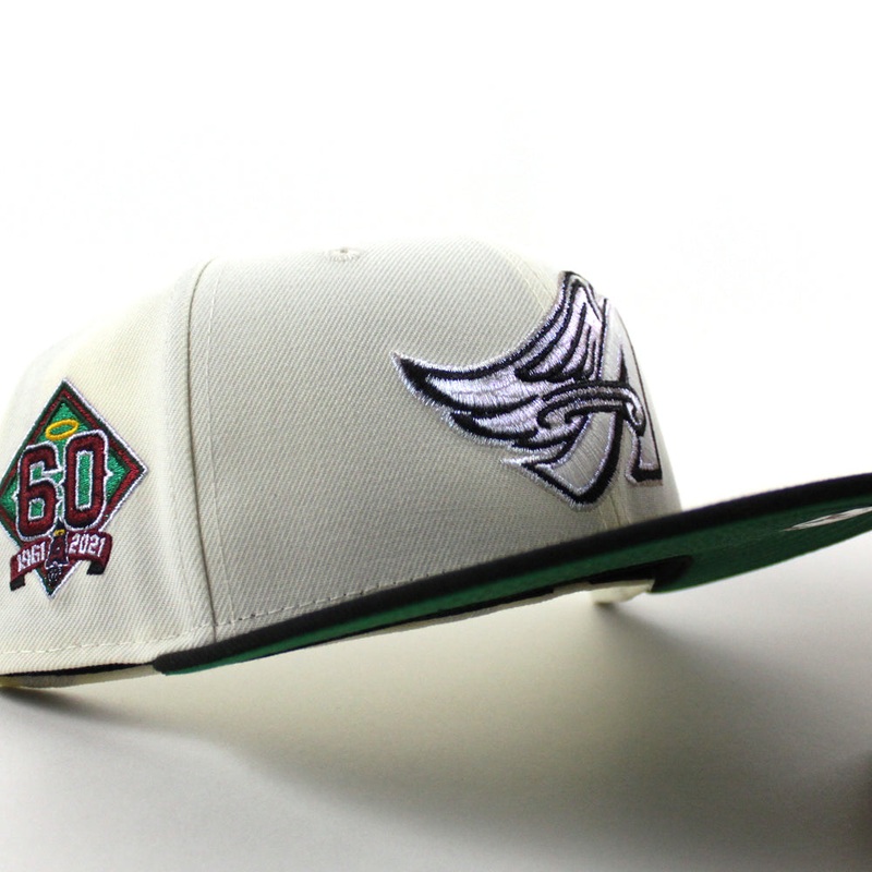 Anaheim Angels 60th Anniversary New Era 59Fifty Fitted Hat (Chrome White Black Green Gray Under Brim) 6 7/8