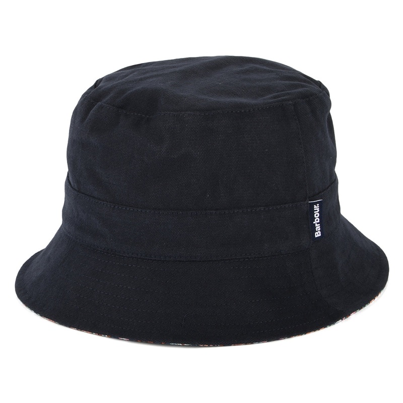 Barbour Hats Adria Cotton Reversible Bucket Hat – Navy Blue S