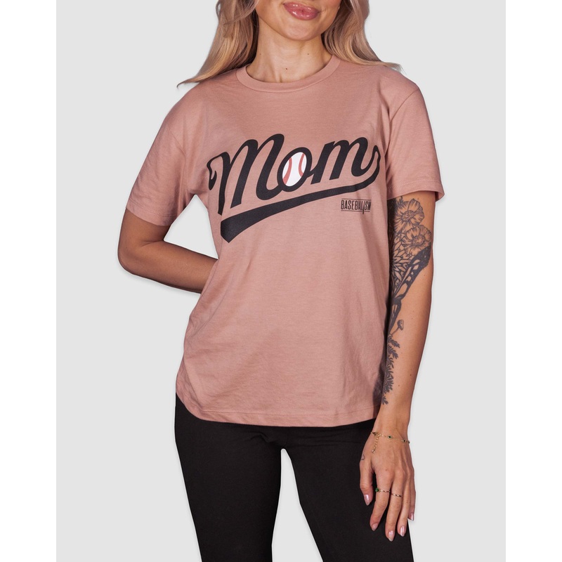 Baseball Mom Warm-up Tee – Blush Quartz Small