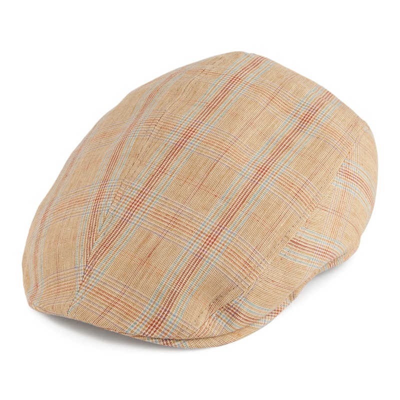 Crambes Hats Brighton Linen Flat Cap – Mustard 55