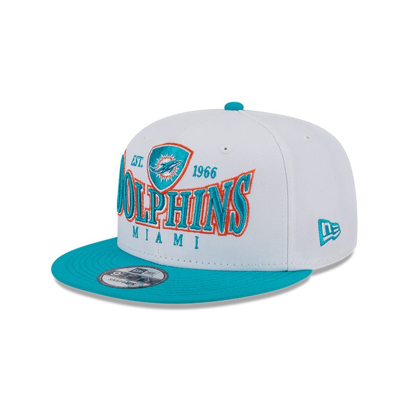 Miami Dolphins NFL New Era CREST 9Fifty Snapback Hat – White/Aqua