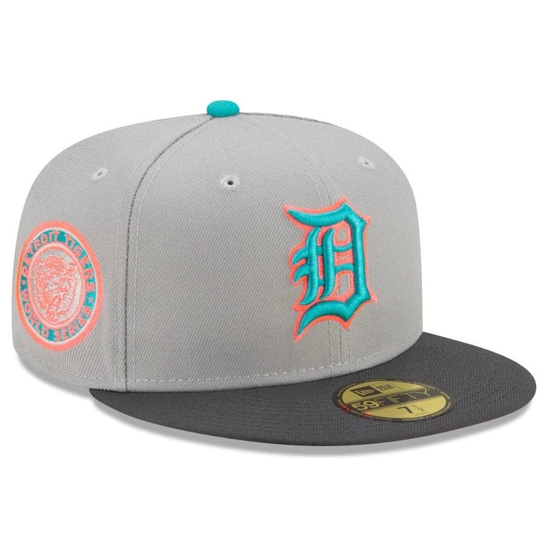 New Era Grey Detroit Tigers Hot Pink Undervisor 59FIFTY Fitted Hat