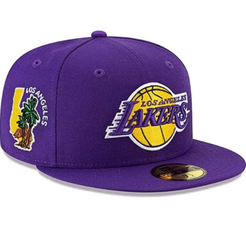 New Era Los Angeles Lakers Purple California State Palm Tree 59FIFTY Fitted Hat