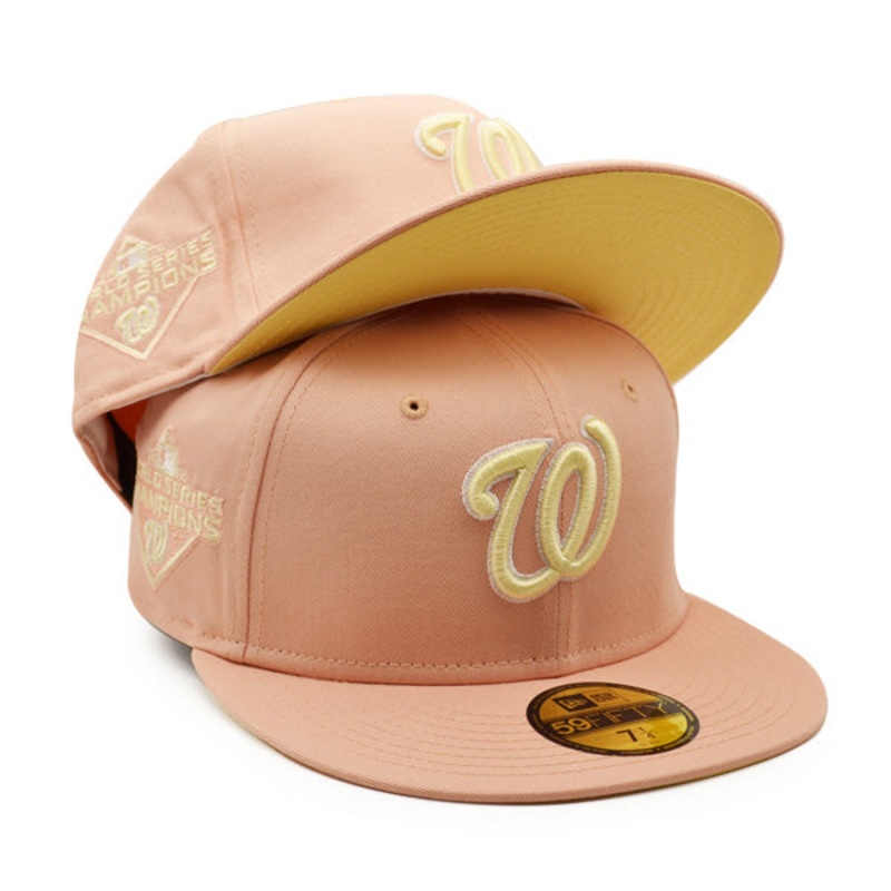 New Era Washington Nationals Blush 2019 World Series Yellow Bottom 59FIFTY Fitted Hat