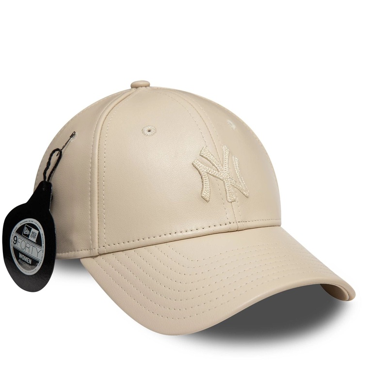 New York Yankees Womens Leather Cream 9FORTY Adjustable Cap OSFM