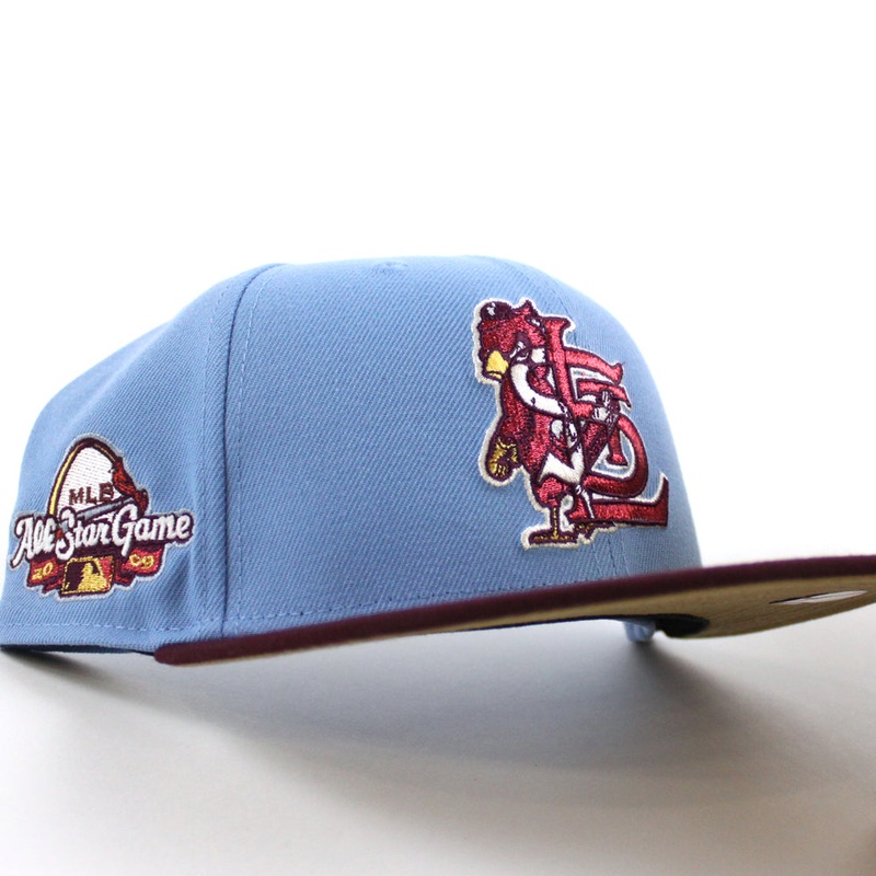 St. Louis Cardinals 2009 All Star Game New Era 59Fifty Fitted Hat (Light Blue Maroon Khaki Under Brim) 7