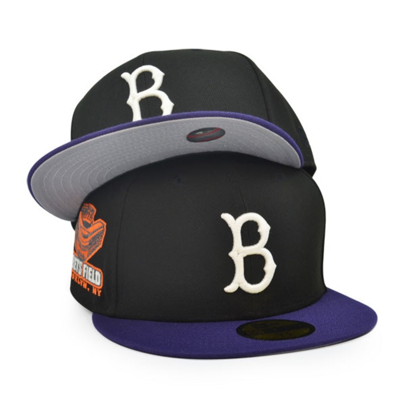 Brooklyn Dodgers EBBETS FIELD Exclusive New Era 59Fifty Fitted Hat – Black/Purple 6 7/8