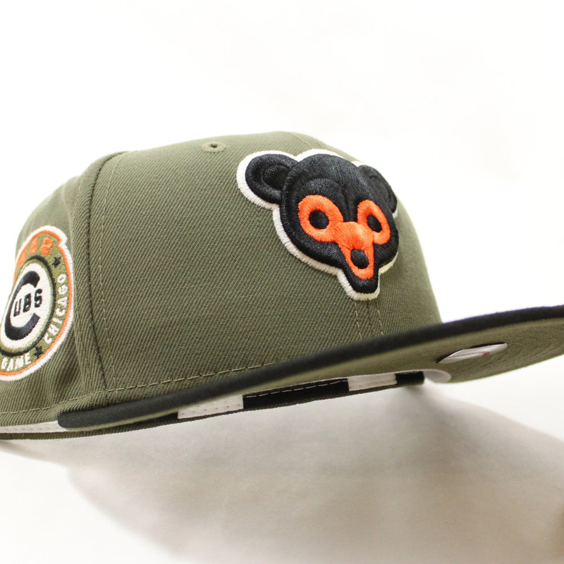 Chicago Cubs 1962 All Star Game New Era 59Fifty Fitted Hat (GITD Olive with Black Visor and Olive Under Brim) 7