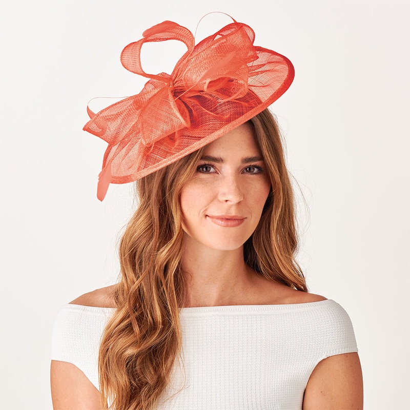 Failsworth Hats Ginny Disc Fascinator – Papaya 1-Size