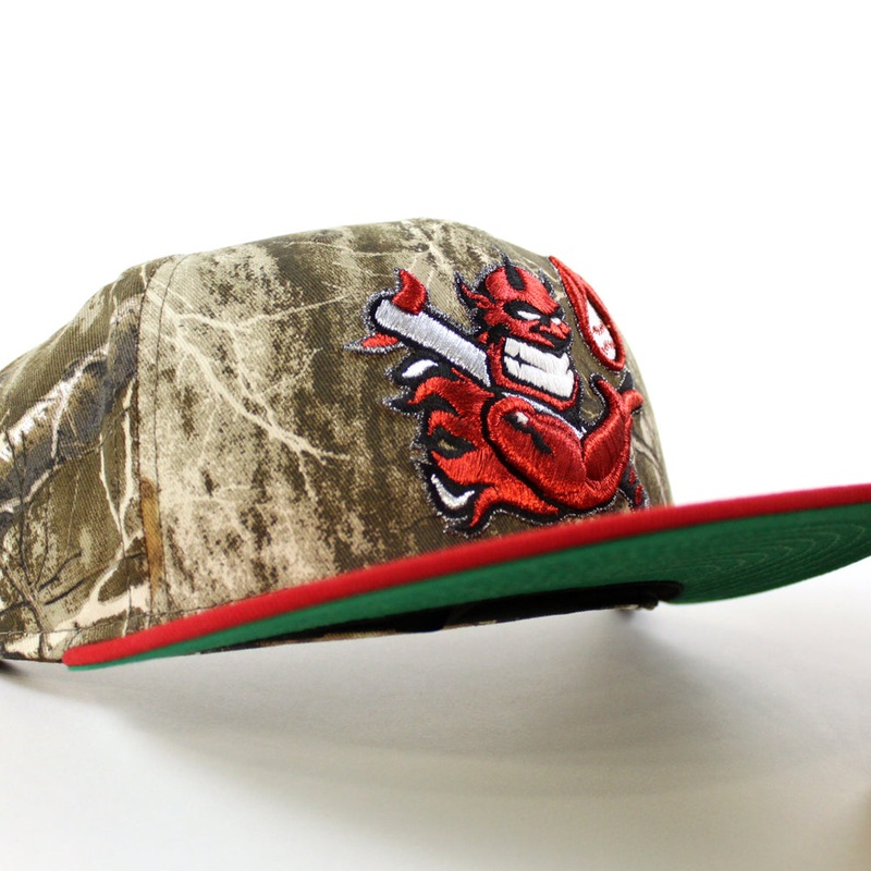 Hellrazors New Era 59Fifty Fitted Hat (Real Tree Camo Scarlet Red Green Under Brim) 6 7/8