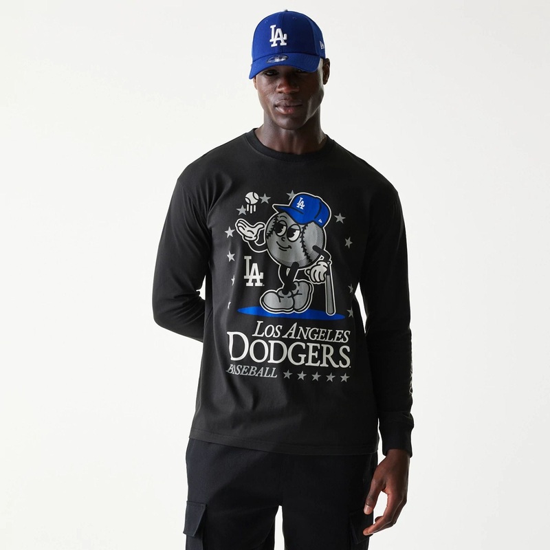 LA Dodgers MLB Character Black Long Sleeve T-Shirt S