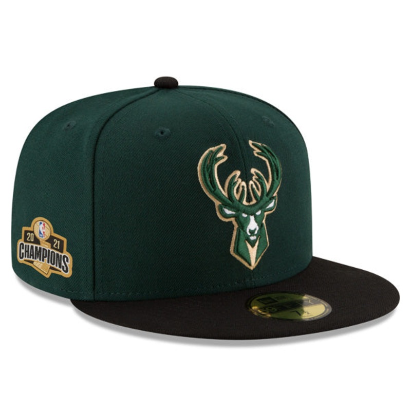 Milwaukee Bucks New Era 2021 NBA Finals Champions Sidepatch Two-Tone 59FIFTY Fitted Hat – Green/Black 6 7/8